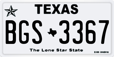 TX license plate BGS3367
