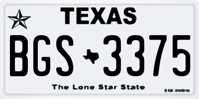 TX license plate BGS3375