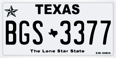 TX license plate BGS3377