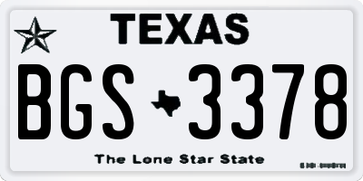 TX license plate BGS3378