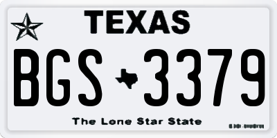 TX license plate BGS3379