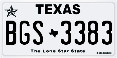 TX license plate BGS3383