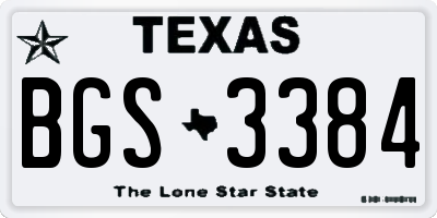 TX license plate BGS3384