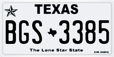 TX license plate BGS3385