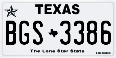 TX license plate BGS3386