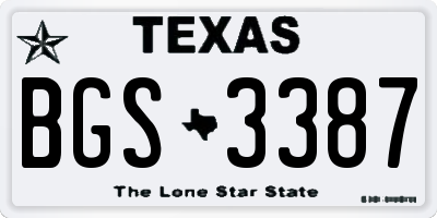 TX license plate BGS3387