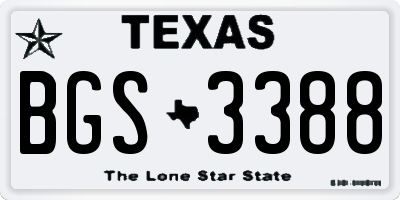 TX license plate BGS3388