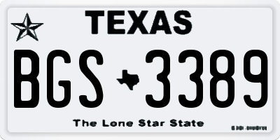 TX license plate BGS3389
