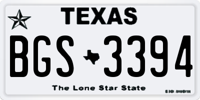 TX license plate BGS3394