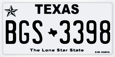 TX license plate BGS3398