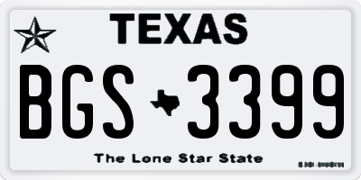 TX license plate BGS3399