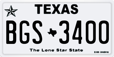 TX license plate BGS3400