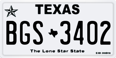 TX license plate BGS3402