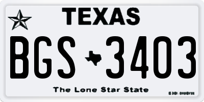TX license plate BGS3403