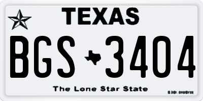 TX license plate BGS3404