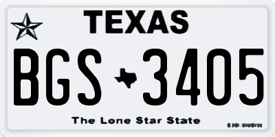 TX license plate BGS3405
