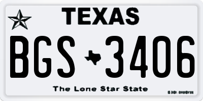 TX license plate BGS3406