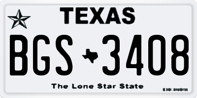 TX license plate BGS3408