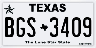 TX license plate BGS3409