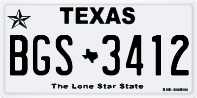 TX license plate BGS3412