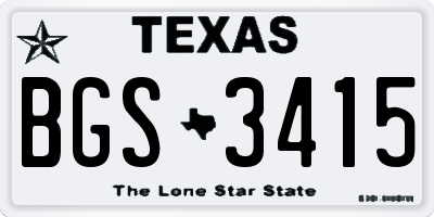 TX license plate BGS3415