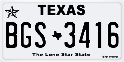 TX license plate BGS3416