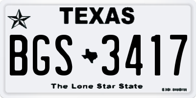 TX license plate BGS3417