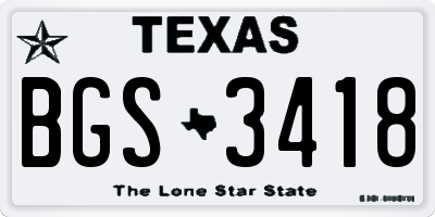 TX license plate BGS3418