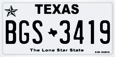 TX license plate BGS3419