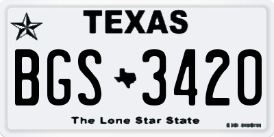 TX license plate BGS3420