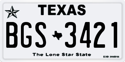 TX license plate BGS3421