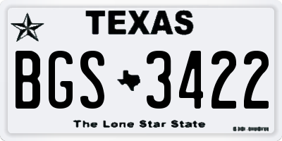 TX license plate BGS3422