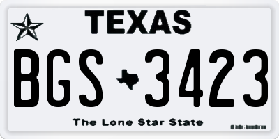 TX license plate BGS3423