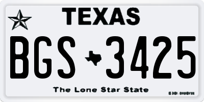 TX license plate BGS3425