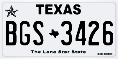 TX license plate BGS3426