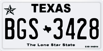 TX license plate BGS3428
