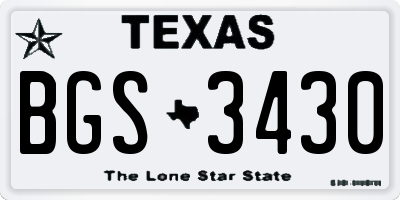TX license plate BGS3430