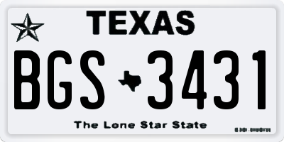 TX license plate BGS3431