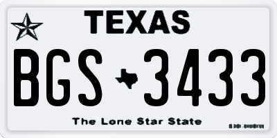 TX license plate BGS3433