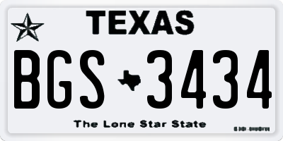TX license plate BGS3434
