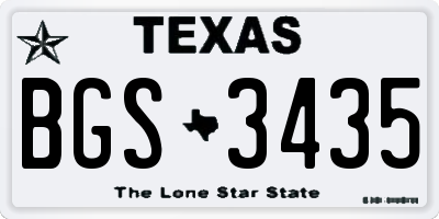 TX license plate BGS3435
