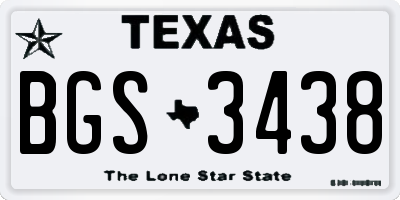 TX license plate BGS3438