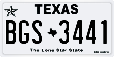 TX license plate BGS3441