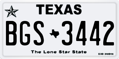 TX license plate BGS3442