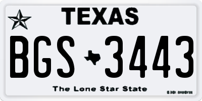 TX license plate BGS3443