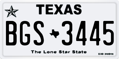 TX license plate BGS3445