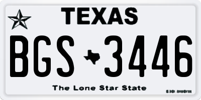 TX license plate BGS3446