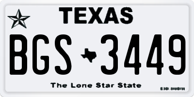 TX license plate BGS3449