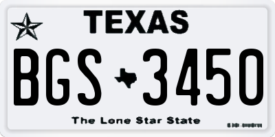 TX license plate BGS3450