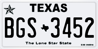 TX license plate BGS3452